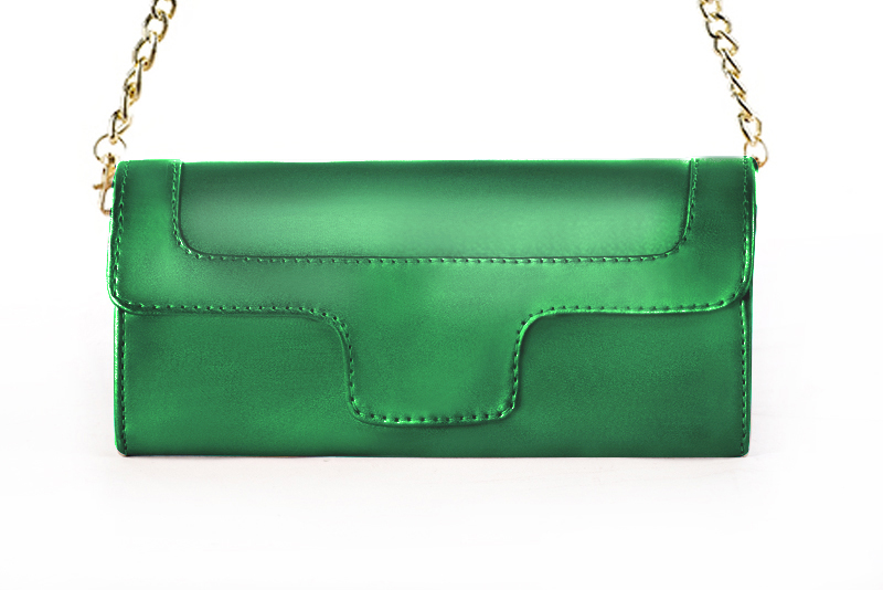 Women's emerald green luxurious elegant clutch for ceremonies, weddings and evenings out. - Profile view